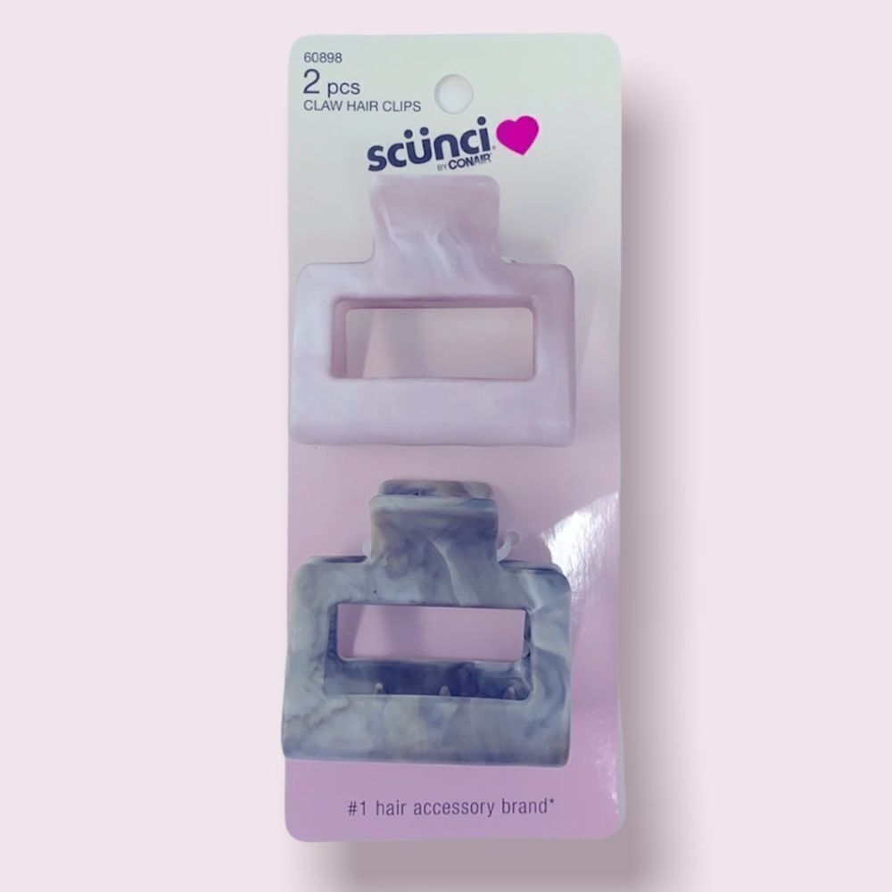 Scunci Marbled Pink & Gray 2pcs Claw Clips